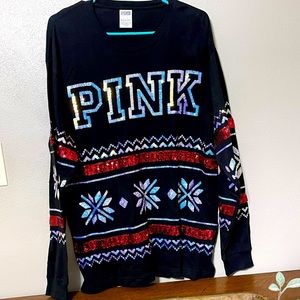 VS Pink Christmas Bling Long Sleeve